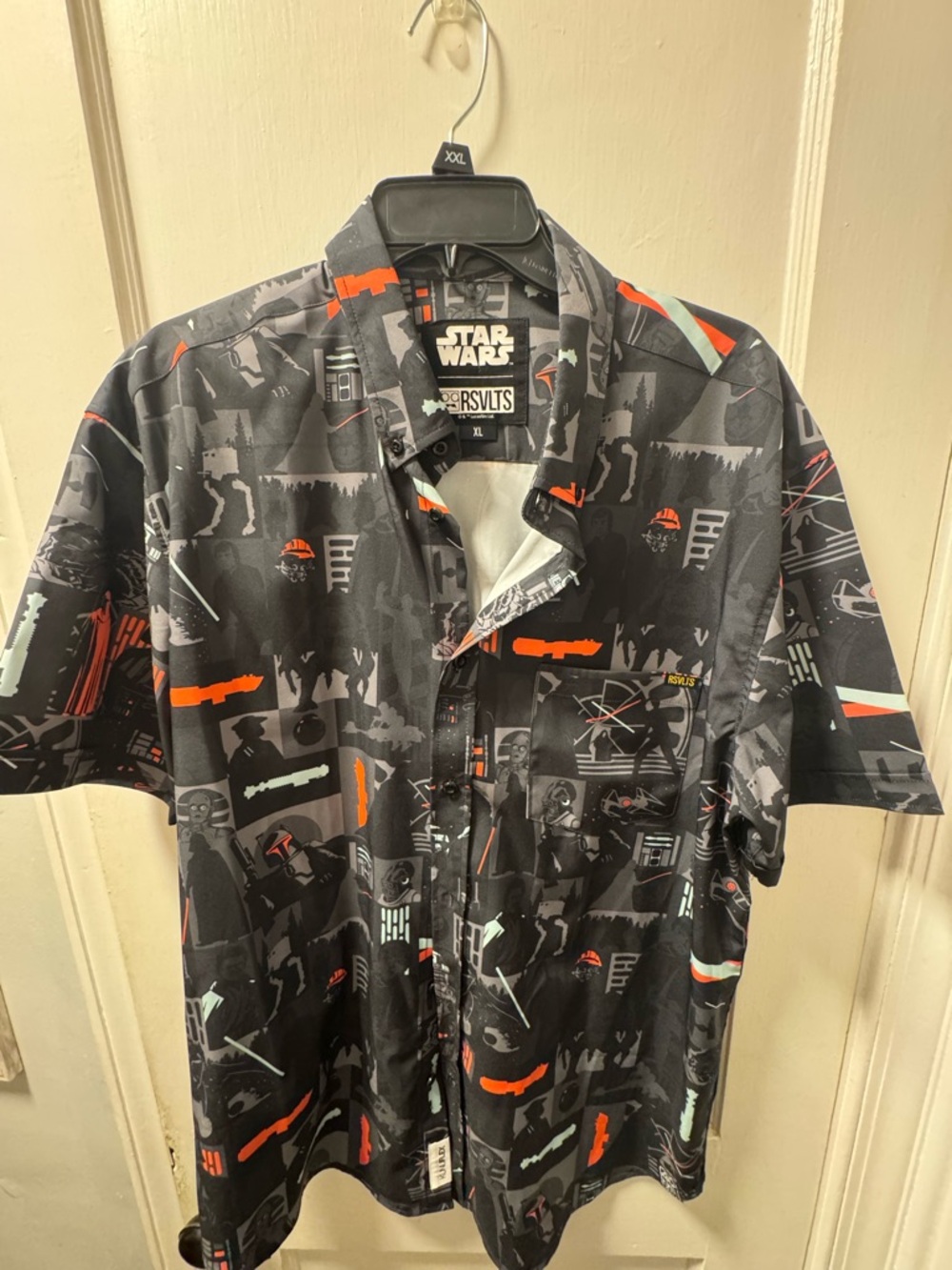 RSVLTS Star Wars Black Button-Up Shirt with Orange & Mint Accents